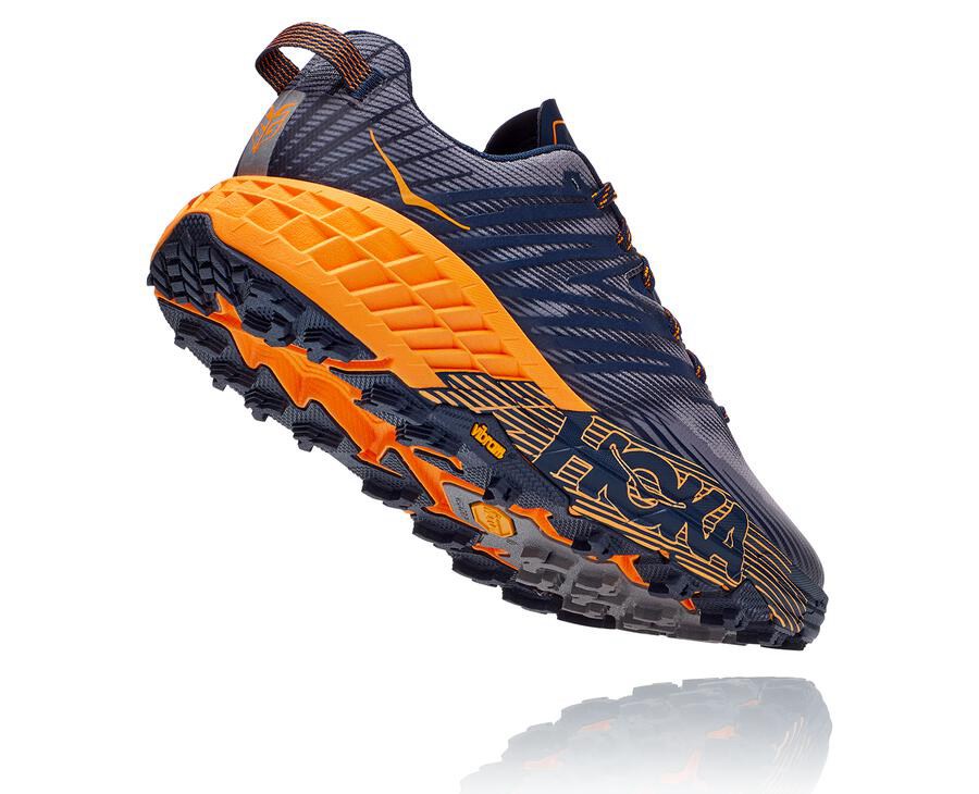 Hoka Australia One One Speedgoat 4 - Mens Trail Shoes Blue/Orange - AYJKE-7206